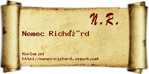 Nemec Richárd névjegykártya